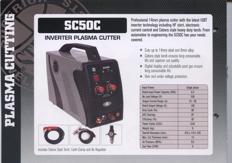 Plasma  Cutter new Strata SC50C single phase IGBT inverter 50amp@60% duty cycle, professional model, cuts up to 14mm, HF start