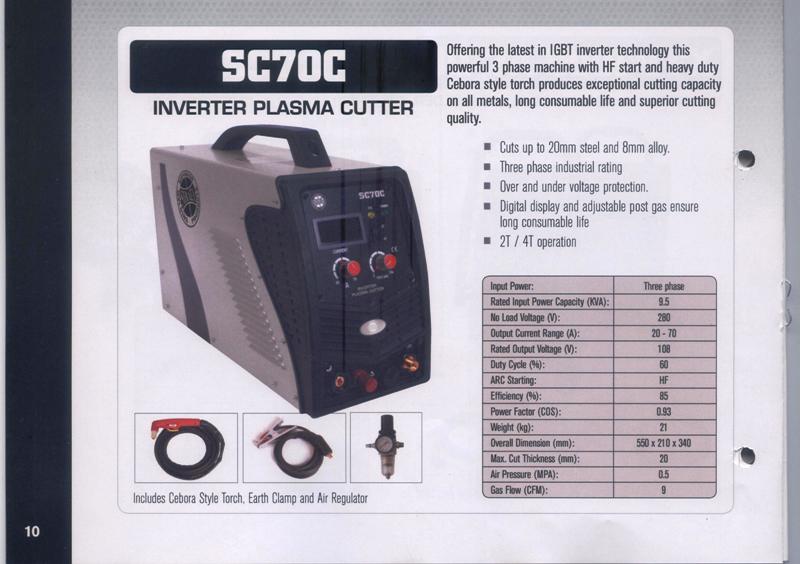 Plasma Cutter new Strata SC70C three phase 70 amp cuts up to 20mm